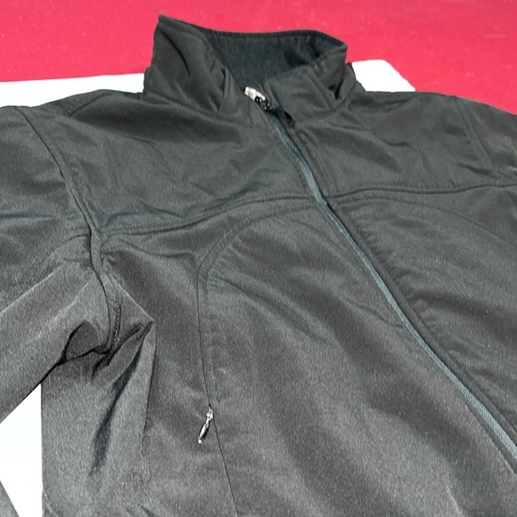 Marker women plain BLACK coat Soft Shell zip up Jacket Fleece Lined high neck L - Picture 16 of 16